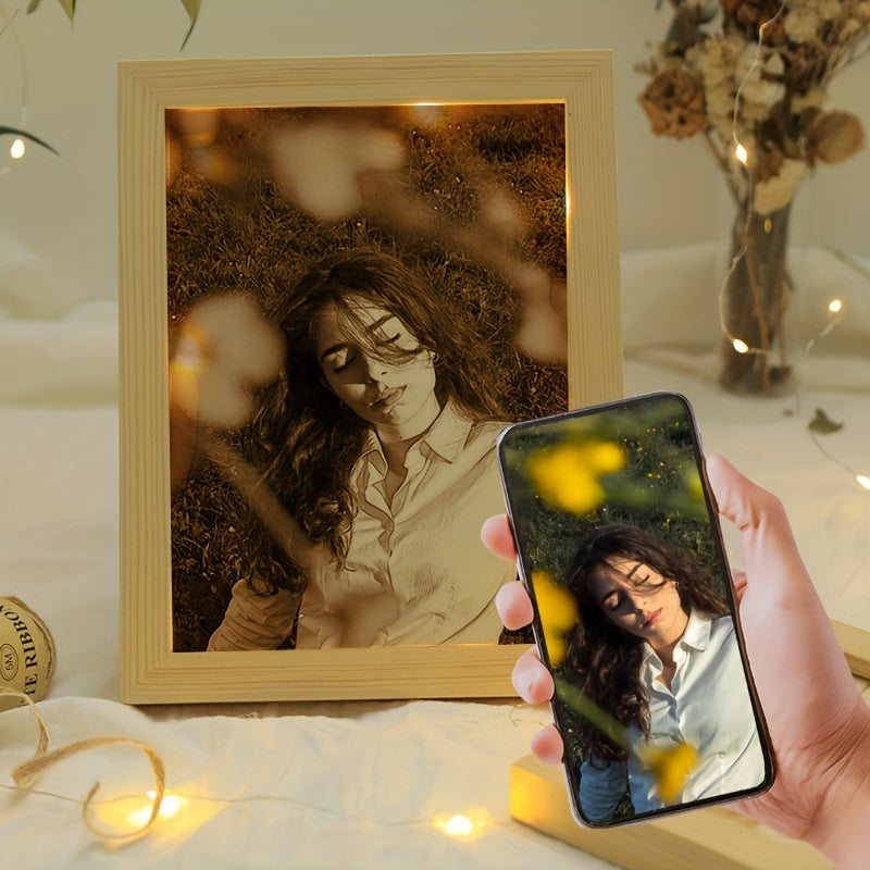 Персонализированная деревянная рамка для фотографий с гравировкой - идеальный подарок для парня, девушки, на день рождения, годовщину, свадьбу или День святого Валентина - идеальный декор для дома для возрастной группы 14+ - рамка для одной фотографии