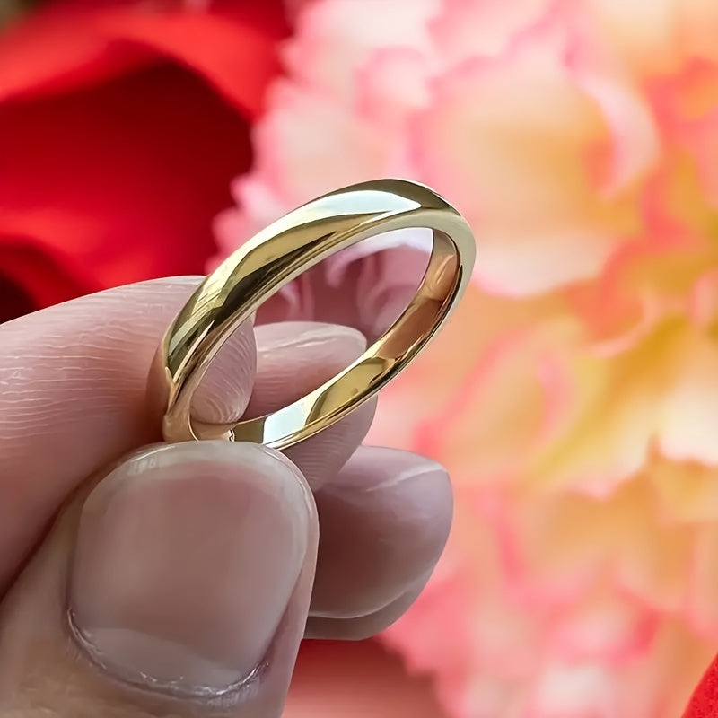 18k Gold-Plated Tungsten Steel Ring 4mm Wedding Engagement Jewelry