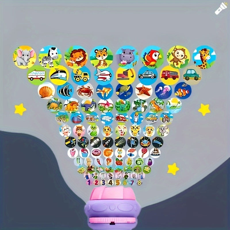 Kids Educational Flashlight Projector with 32 Dinosaur Animal Ocean Fruit and Number Patterns for Bedtime Learning
