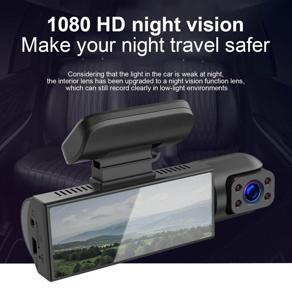 Dual-Lens 3.16 Inch Dash Camera 1080P HD Front Night Vision Rear 480P Wide Angle