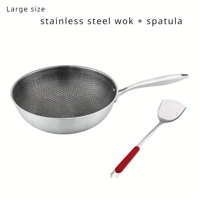 Stainless Steel Honeycomb Wok Non-Stick Coating for Home and Restaurant Cooking