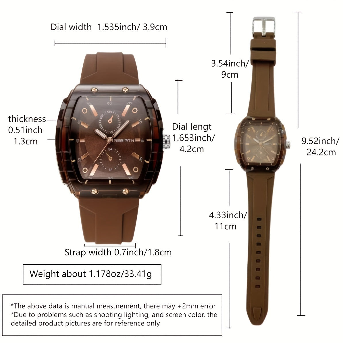 Unisex Square Watch with Silicone Strap and Long-Lasting Battery