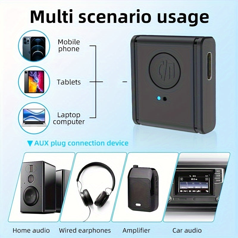 Wireless Bluetooth 5.3 AUX Receiver for Car Home Headphones Mini Audio Adapter