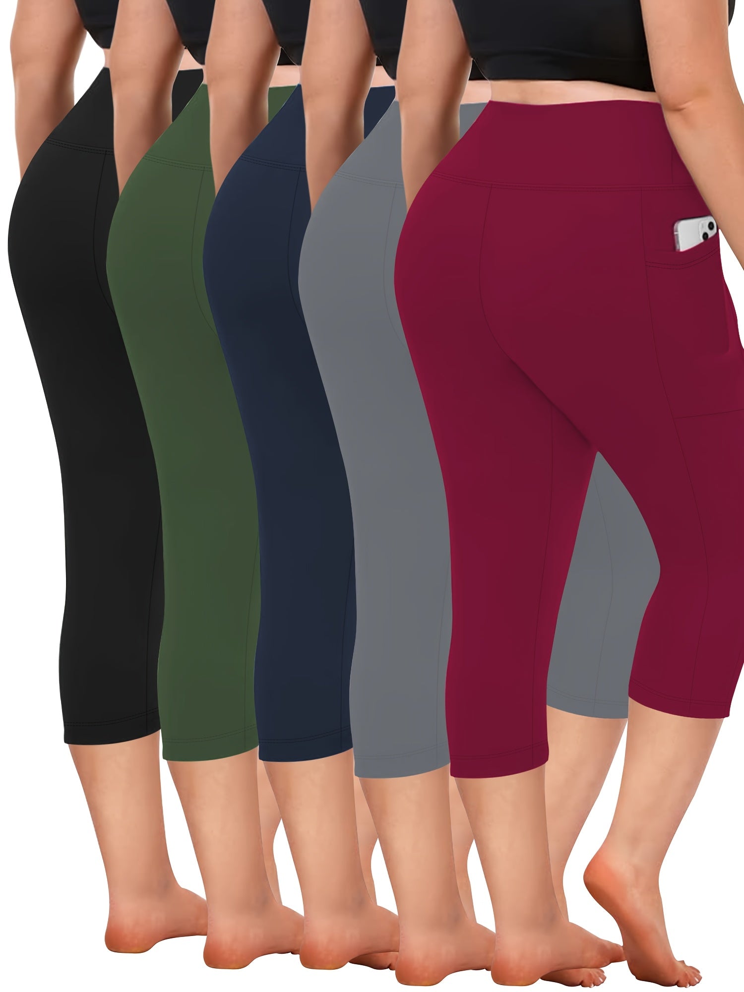 Plus Size High Waist Pocket 7-Compartment Pants for Spring and Summer