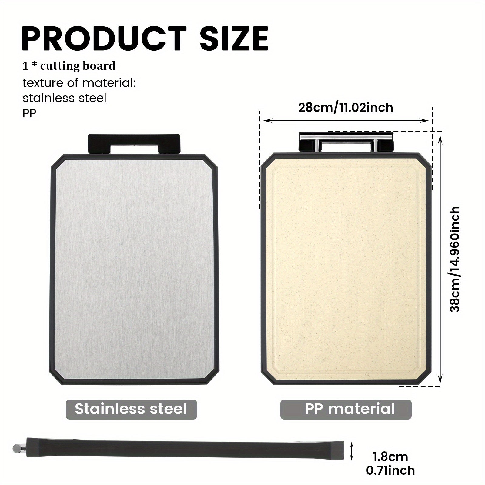 2-in-1 Stainless Steel and PP Cutting Board Set for Raw and Cooked Food Safety