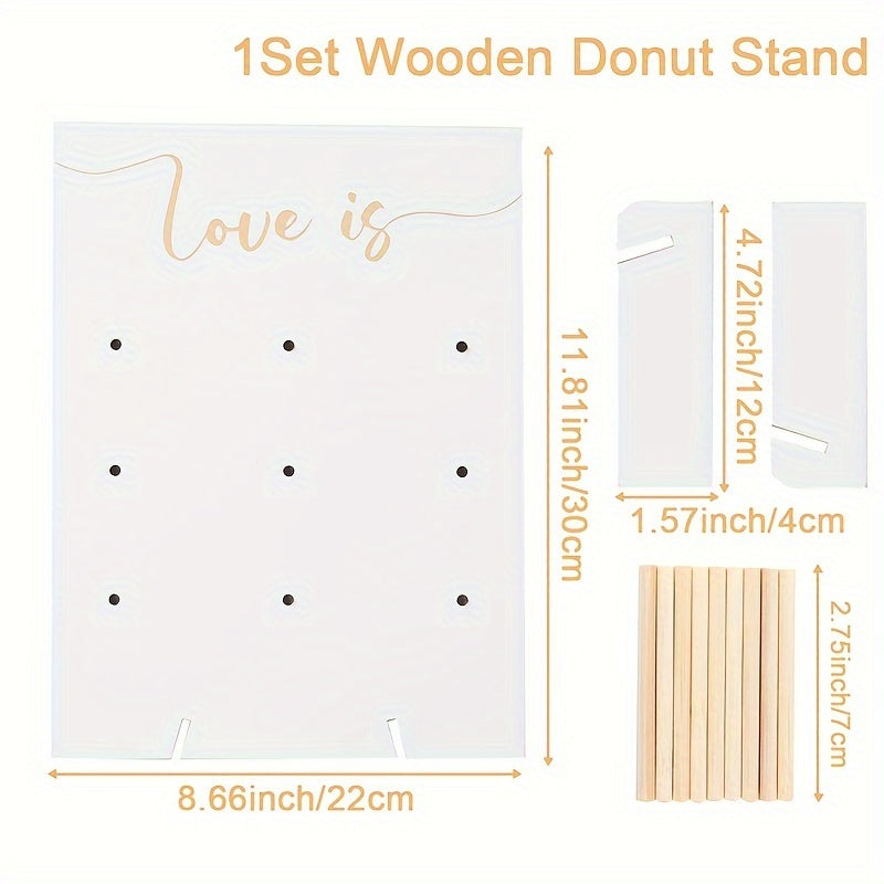 Wooden Donut Wall Stand for Weddings Birthdays and Home Decor with Dessert Shelf