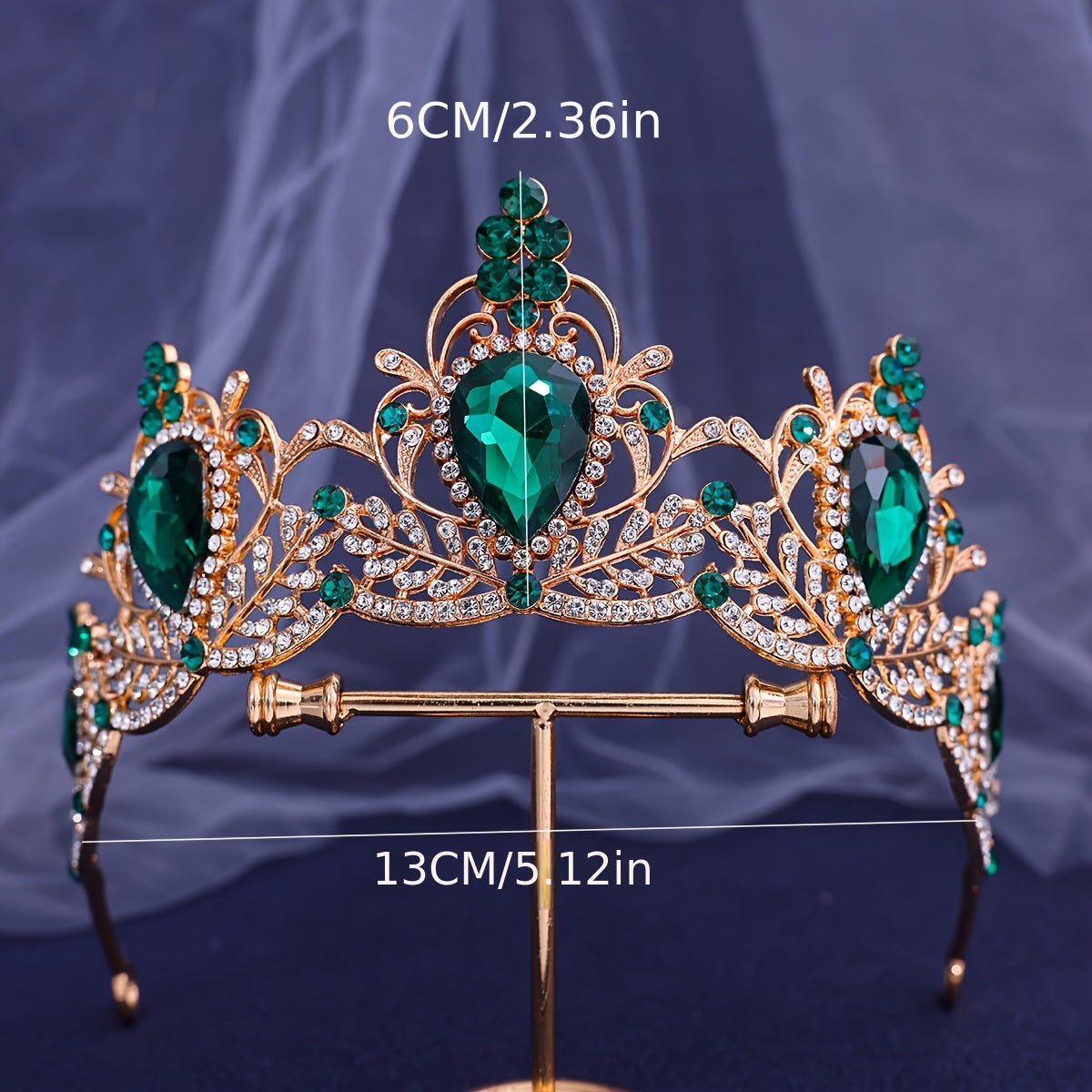 Baroque Style Crown Tiara with Rhinestones for Princesses and Queens Wedding Hair Accessory