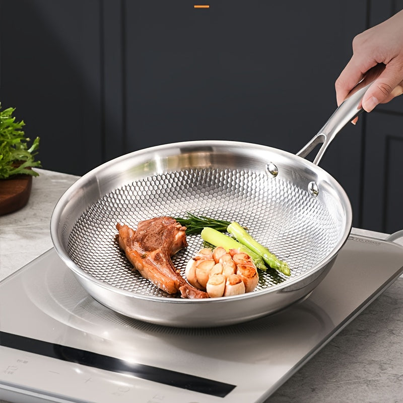 Sartén antiadherente de acero inoxidable con patrón de panal para inducción, para bistec, tortitas y huevos