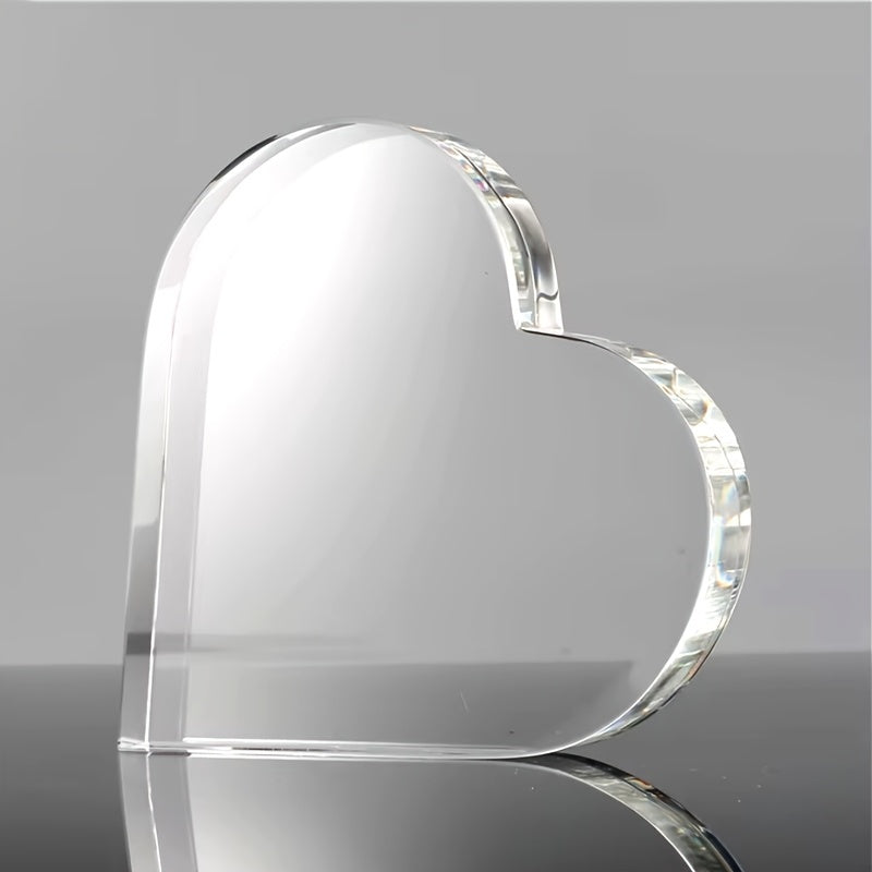 Индивидуальная фоторамка с кристальным сердцем и гравировкой для свадеб и дней рождения