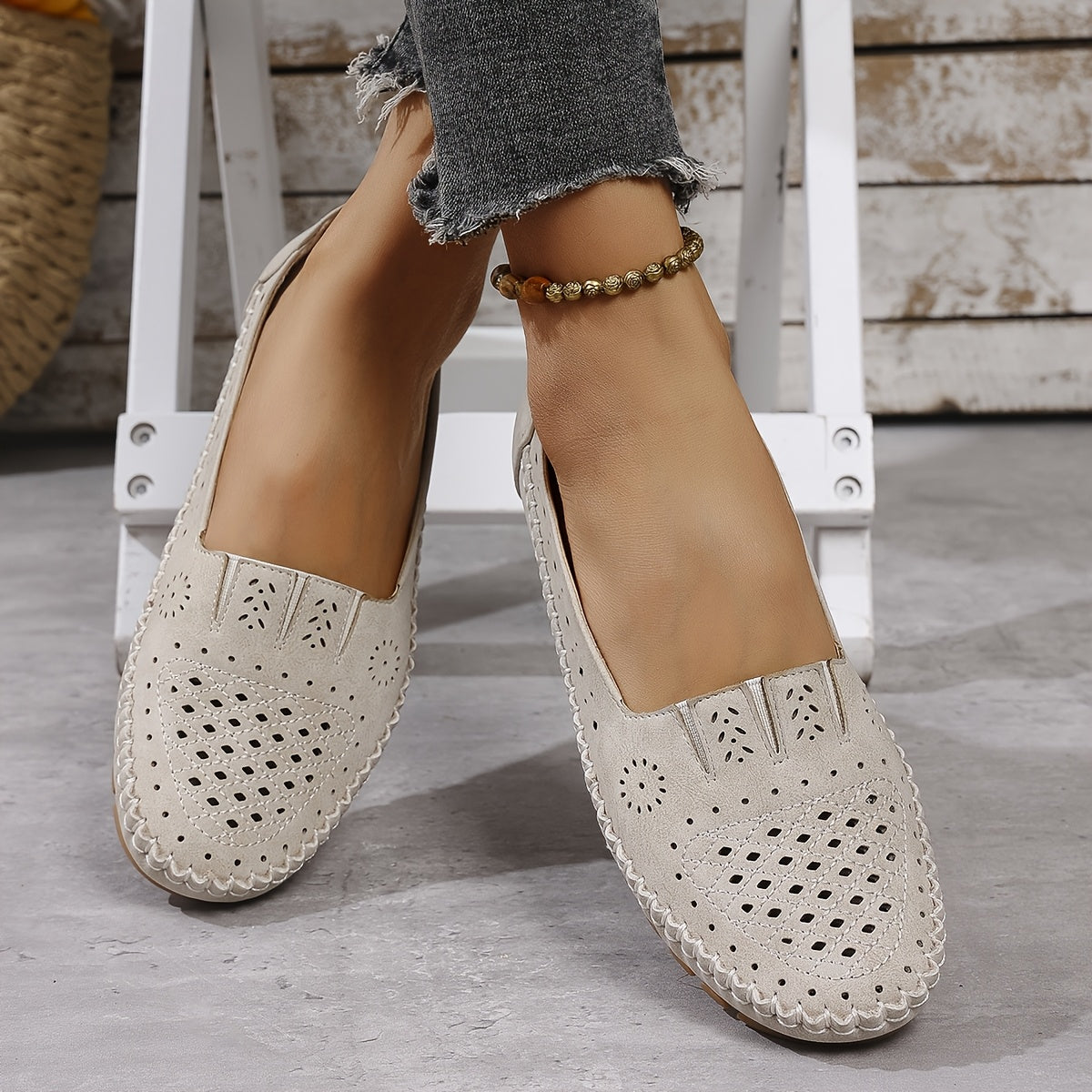 Zapatos planos retro para mujer, transpirables, ligeros, de PU, para todas las estaciones, antideslizantes