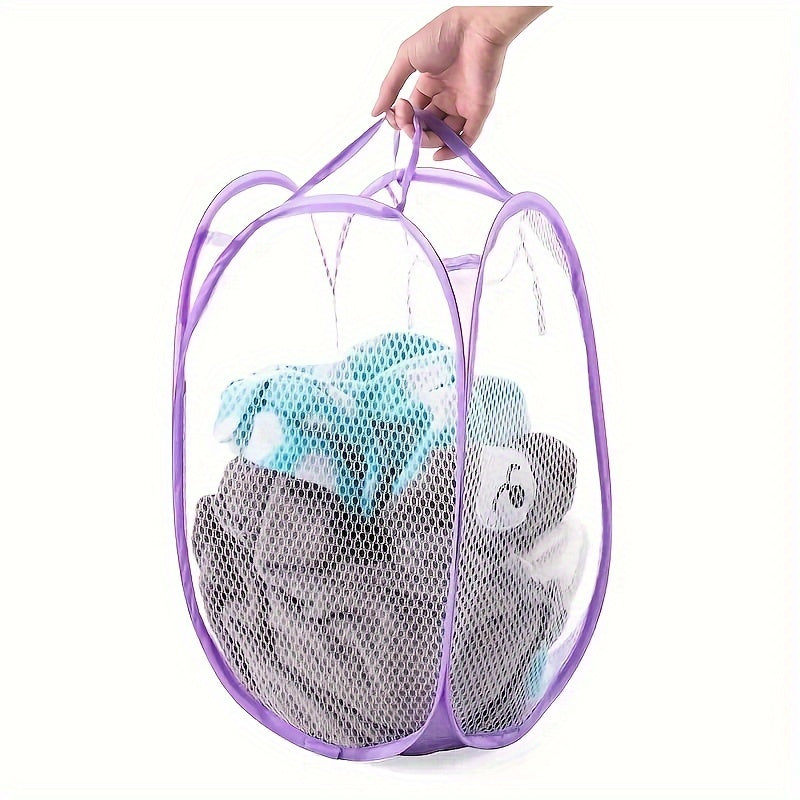 Foldable Mesh Laundry Hamper for Clothes Storage Portable Nylon Organizer