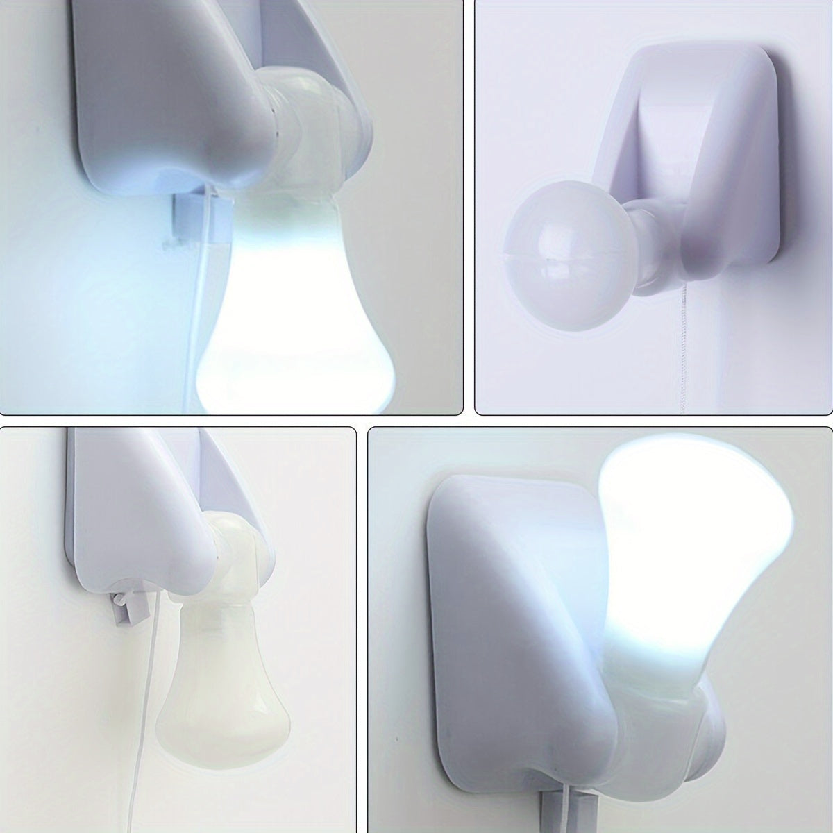 White LED Night Light Battery-Powered Cordless Wall Mount for Bedside or Cabinet