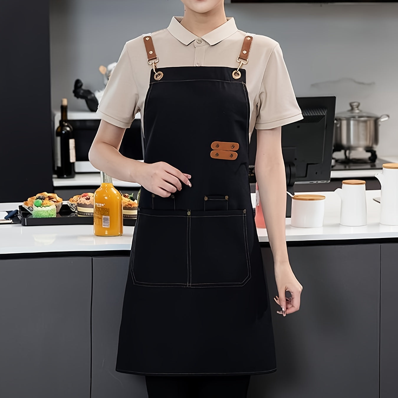 Kanvas oldi, uniseks, bir xil rang, bir nechta ranglar, turli kasblar va faoliyatlar uchun mos, ideal ish kiyimi.