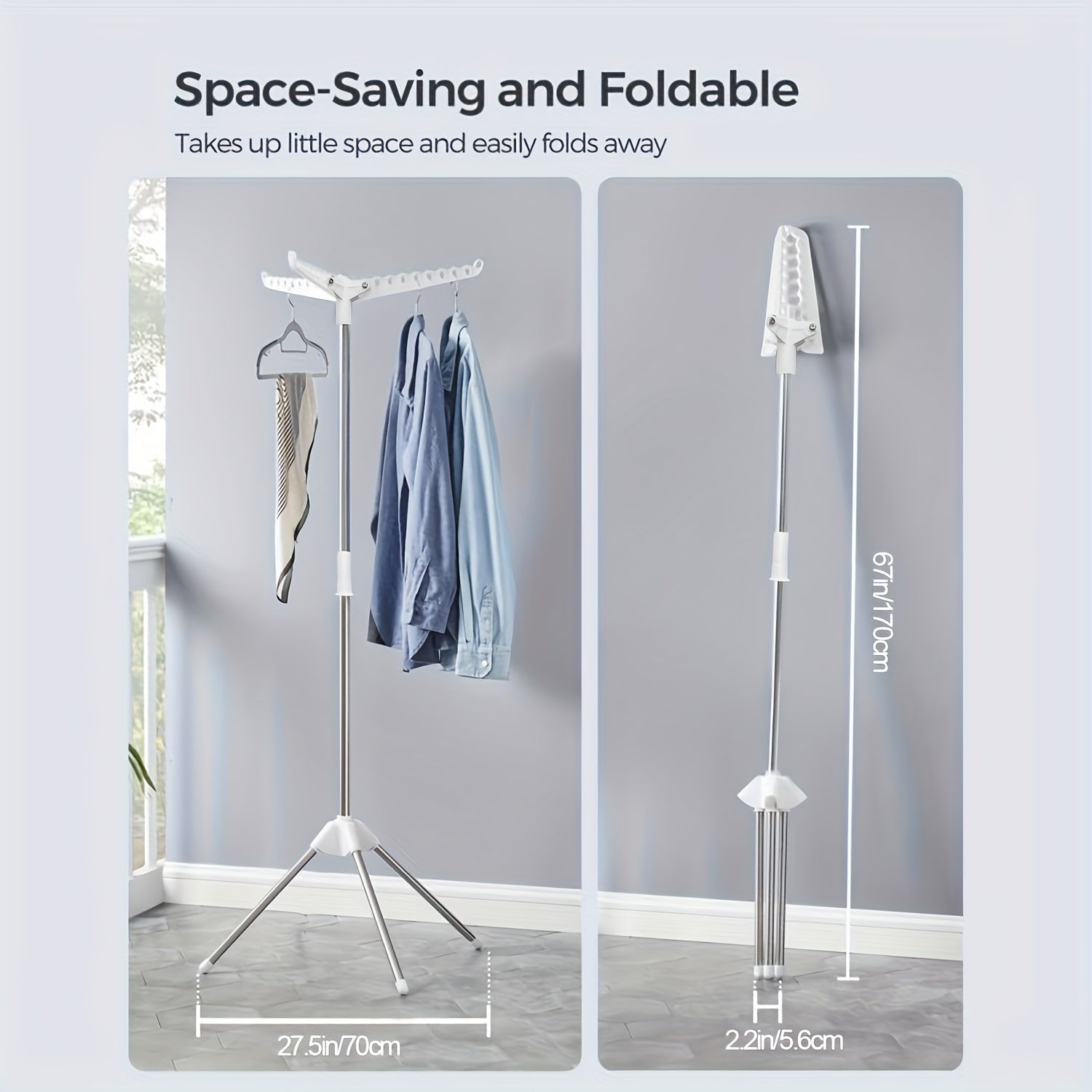 Extendable Stainless Steel Tripod Clothes Dryer with Collapsible Stand