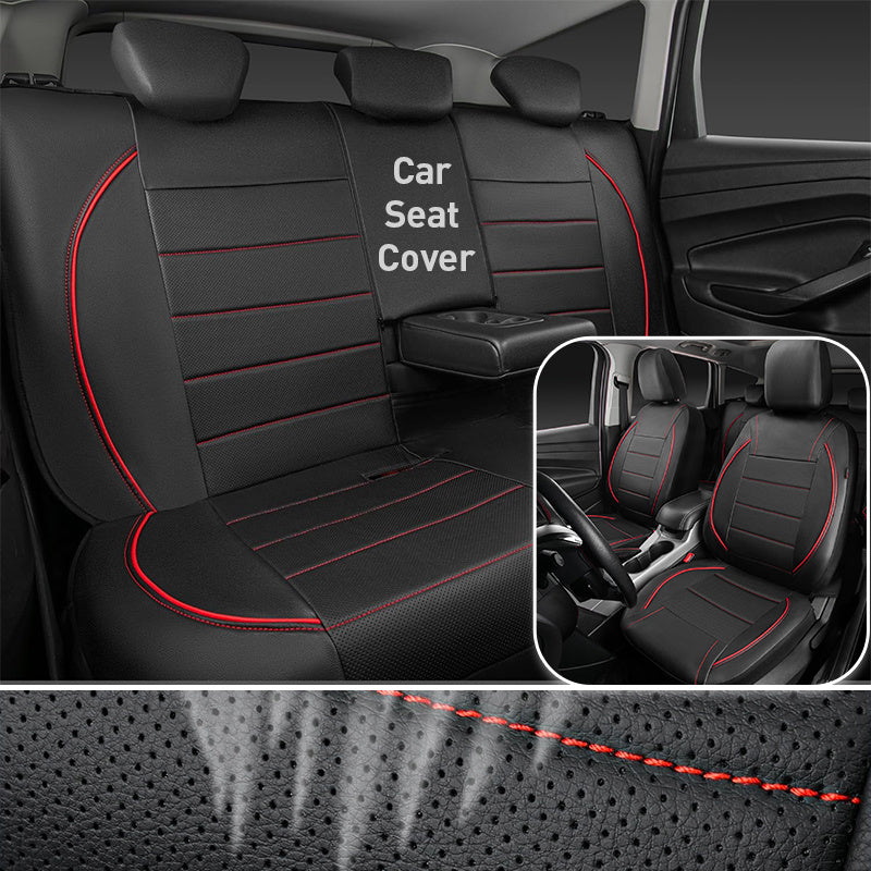 Full Coverage Faux Leather Car Seat Cover for Front Seats All-Season Protection