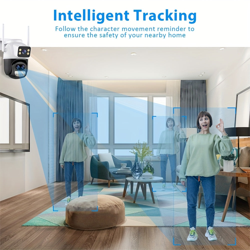 12MP HD Home Security Camera with AI Auto Tracking PTZ WiFi Video Surveillance