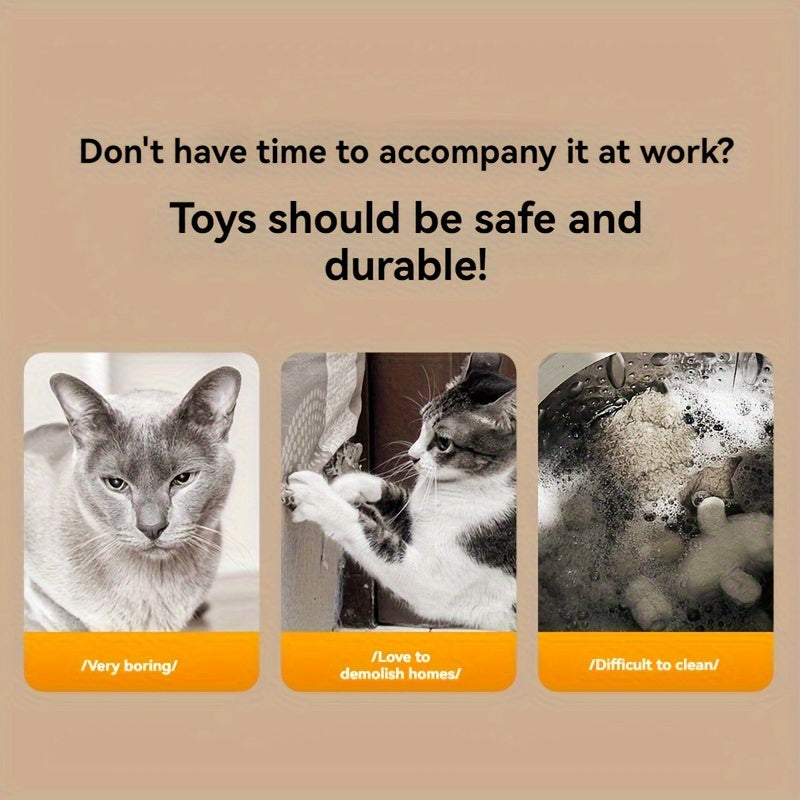 Ichki mushuklar uchun avtomatik aylanuvchi to'p va qiziqtiruvchi tayoq bilan quvvatlanadigan, USB orqali zaryadlanadigan mushuk o'yinchoq.