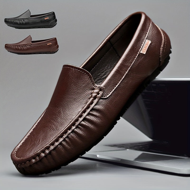 Men's Leather Loafers Slip-On Casual Shoes for Outdoor Spring Summer