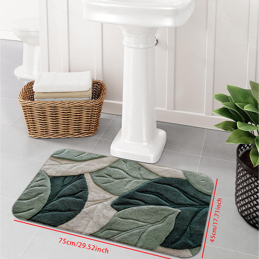 Leaf Pattern Door Mat Non-Slip Quick-Dry Machine Washable for Home Decor