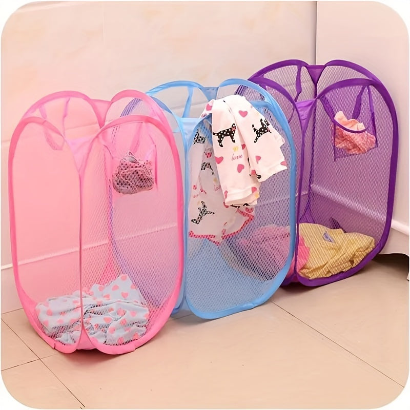 Foldable Mesh Laundry Hamper for Clothes Storage Portable Nylon Organizer