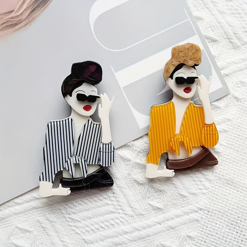 Women's Acrylic Brooches Stylish Jewelry Simple Design Elegant Accessory
