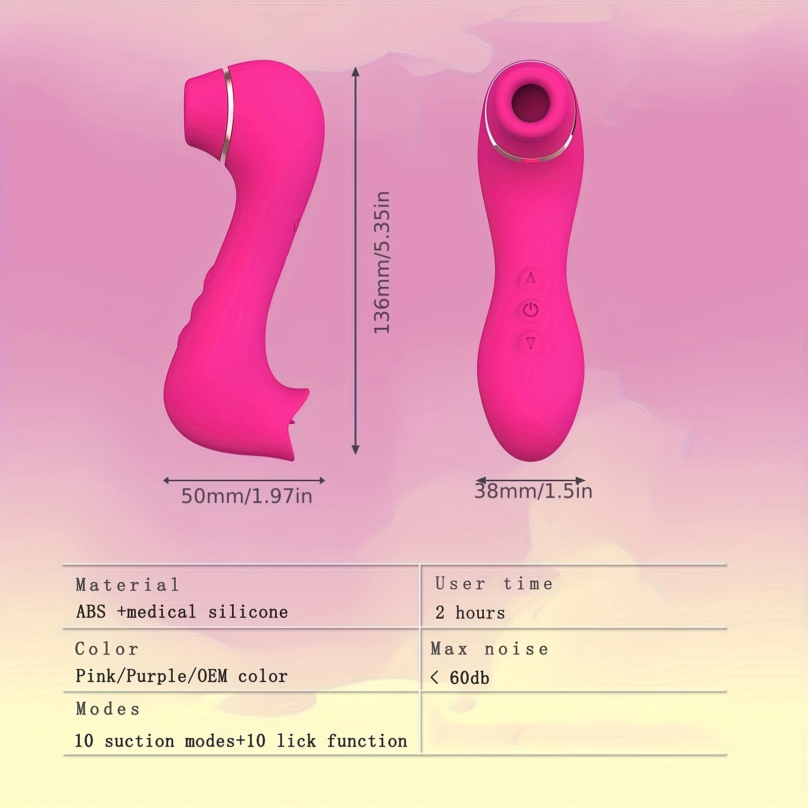 Pink USB Rechargeable Dual Suction Clitoral Stimulator for Women