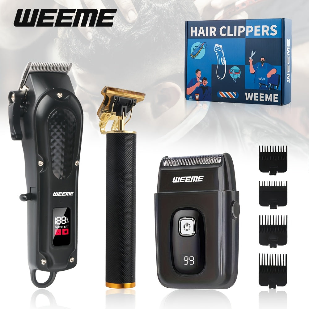 Kit de cuidado personal todo en uno para hombres con cortapelos, recortadora, afeitadora, recargable por USB, 36V, pantalla LCD