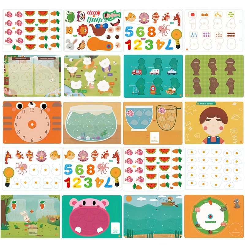Educational Sticker Set for DIY Quiet Book White Paper for Children 14+