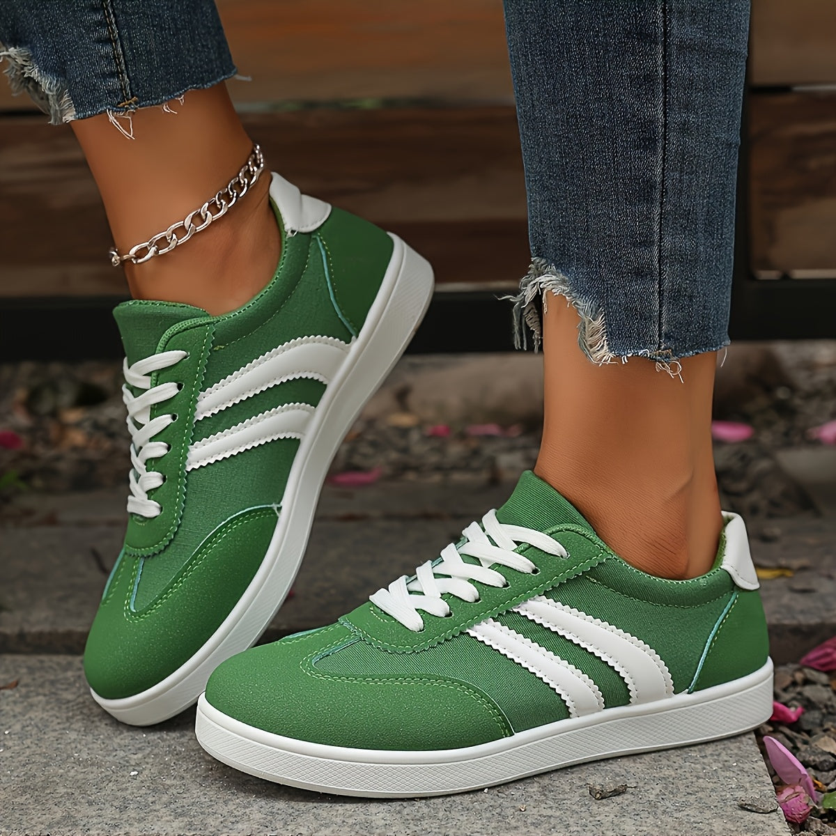 Women'S Lightweight Casual Sneakers – Breathable Orange White Low-Top Lace-Up Skate Shoes