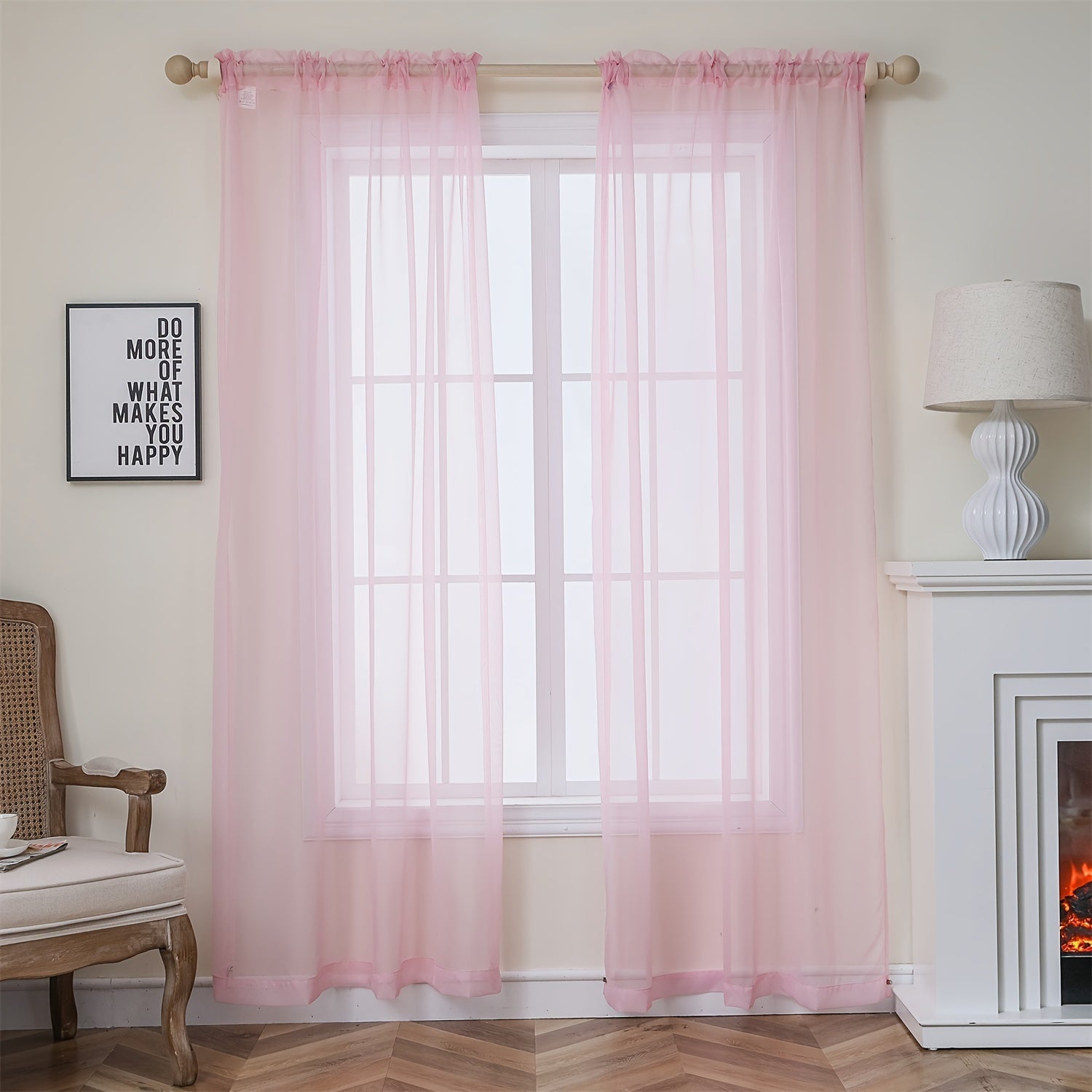 Terylene Gauze Curtains 2-Piece Set Semi-Transparent Light-Filtering Home Decor