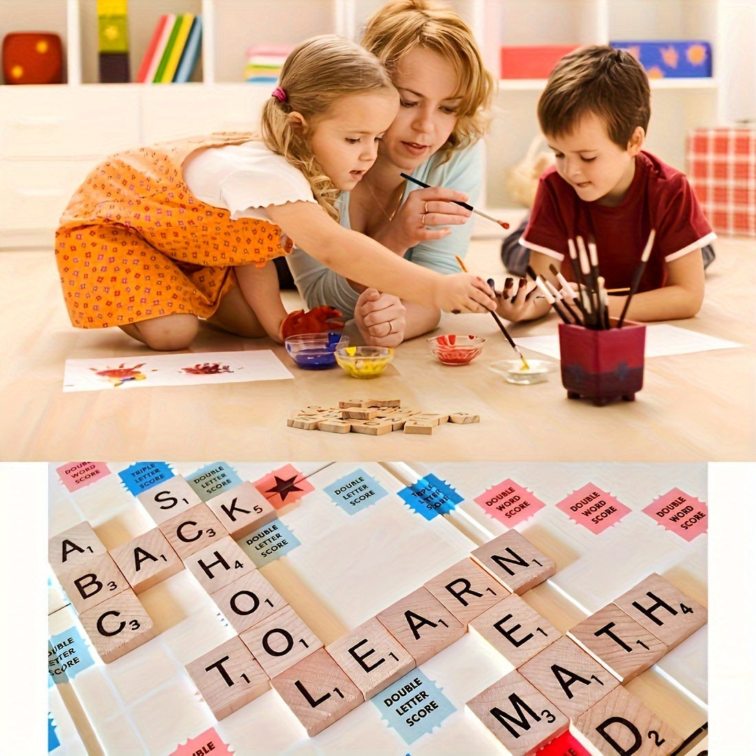 Wooden Letter Tiles Set 52/100/200 Pieces for Crafting Word Games and Coasters