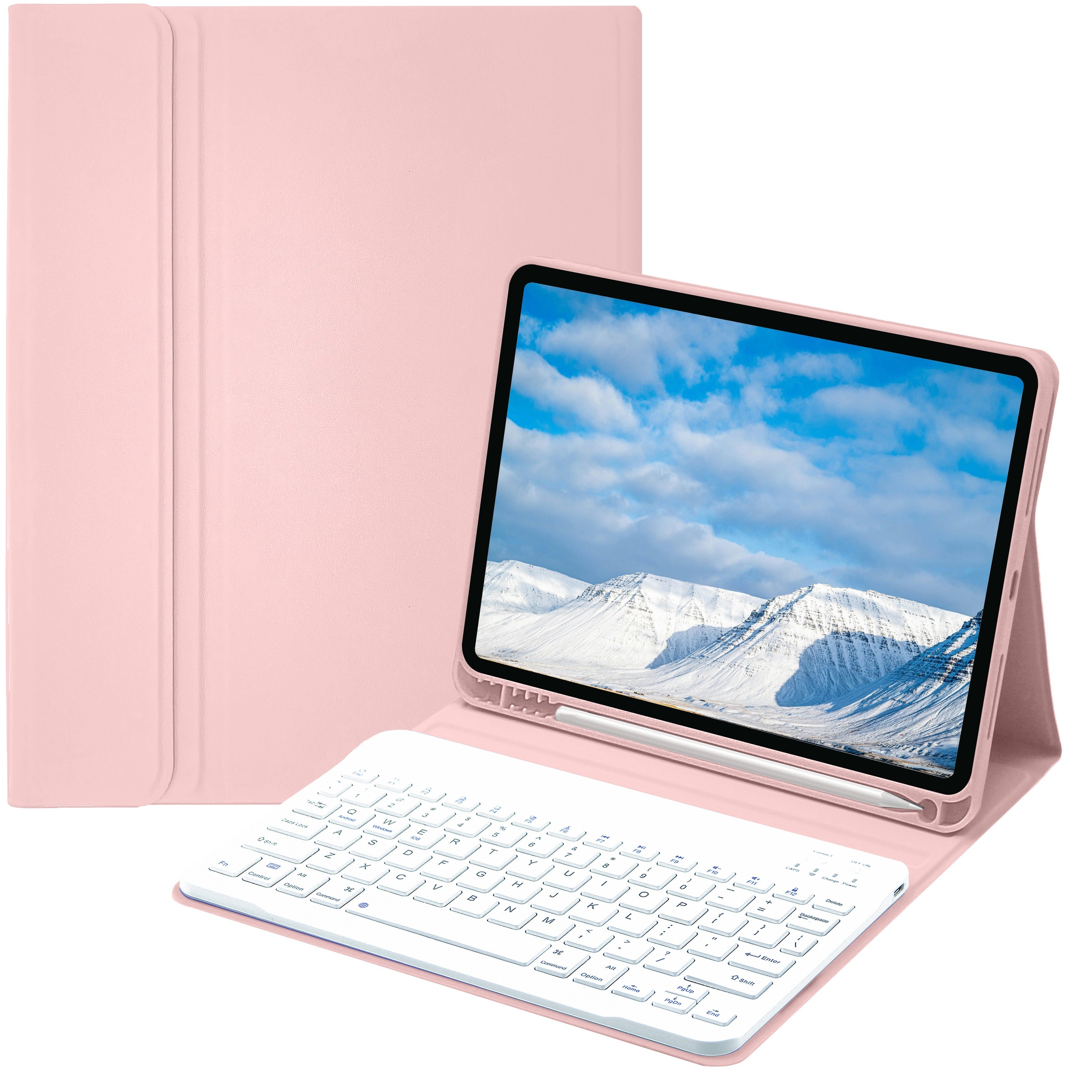 Funda con teclado para iPad Air 1-5, 5ª-10ª generación, Pro 11/12.9 pulgadas con teclado inalámbrico desmontable y soporte para lápiz