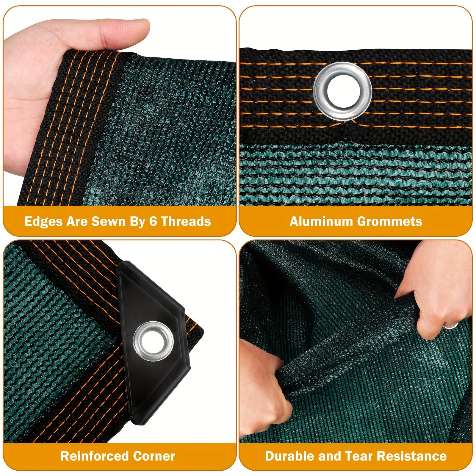 Green Privacy Fence with 6-Pin Encryption 90% Shading Aluminum Buckles 4 Corner Protectors