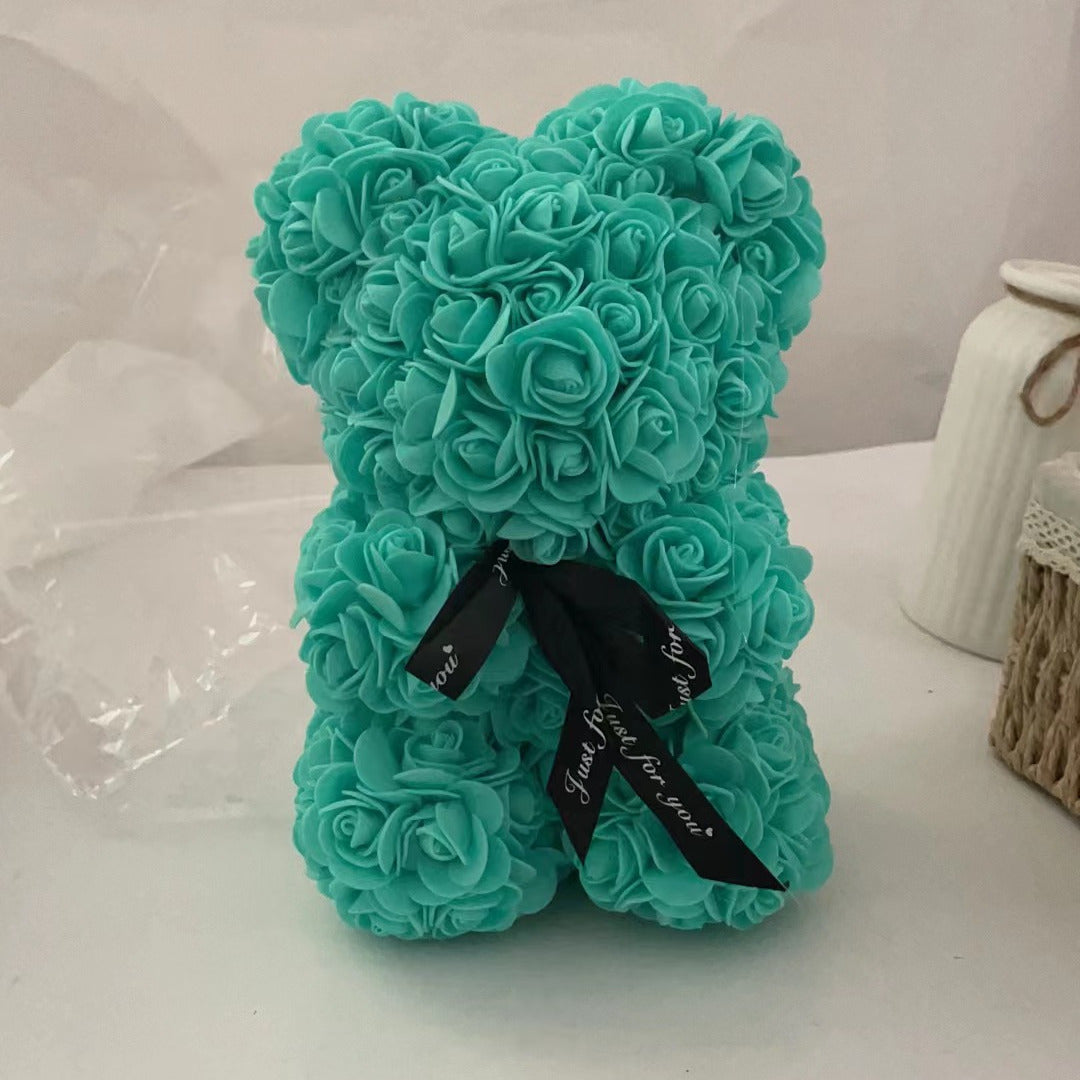 Foam Flower Rose Bear Gift for Valentine's Day Mother's Day Weddings Anniversary 17x23cm