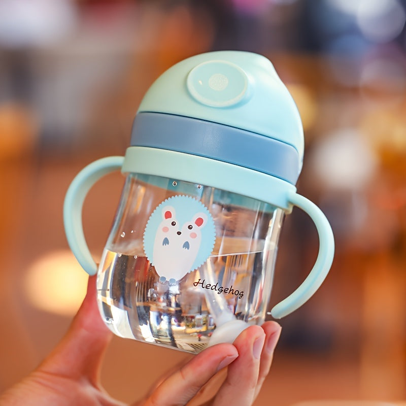Kids 250ml Cartoon Print Leak-Proof Plastic Drinking Mug with Straw BPA-Free