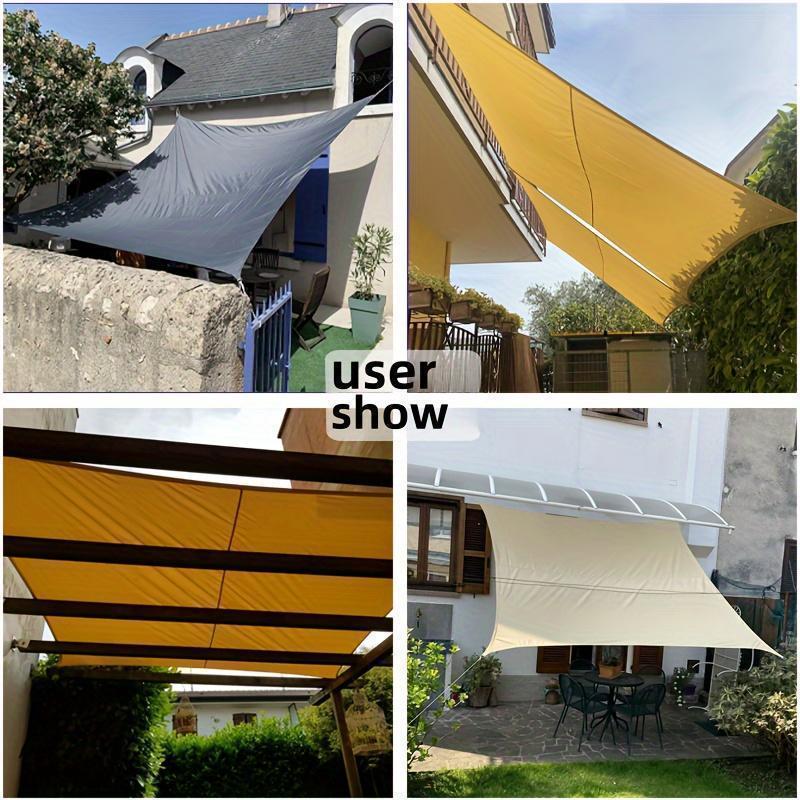 Waterproof Rectangular Sunshade Sail for Patio Garden Polyester Blend Grey
