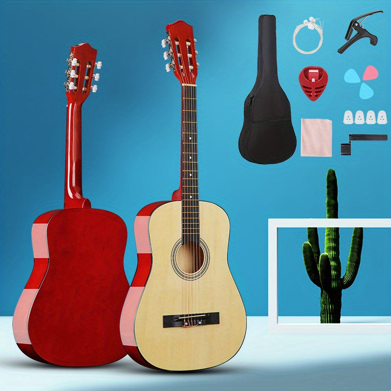 Kit de guitarra acústica clásica para adultos y adolescentes de 30/38 pulgadas con púas, bolsa y estuche