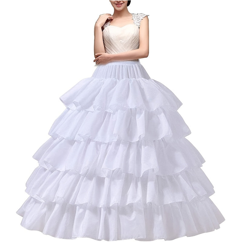 White Ruffled Petticoat for Women with Built-in Support for Bridal and Party Dresses