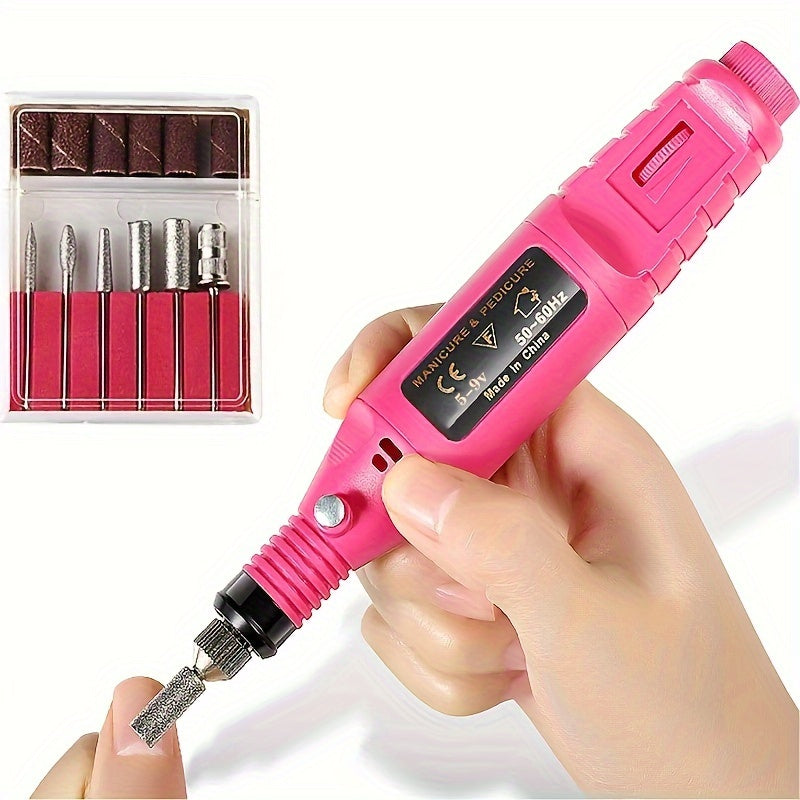Electric Nail Drill Kit with 6 Sanding Bands and Nail Art Pen for Manicure and Pedicure