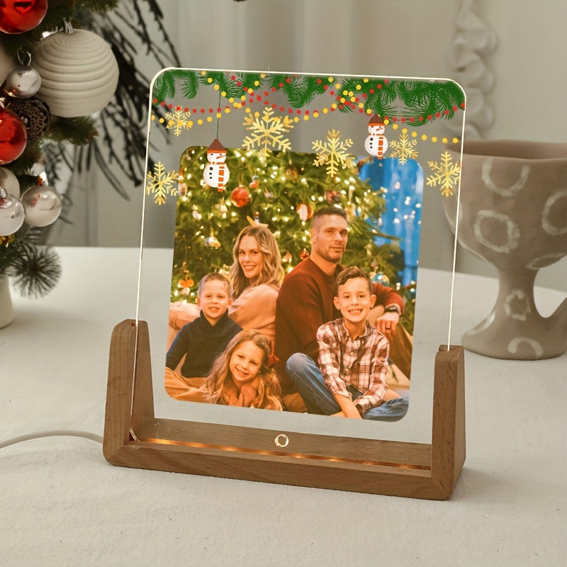 Custom Illuminated Acrylic Christmas Photo Frame for Holiday Decor
