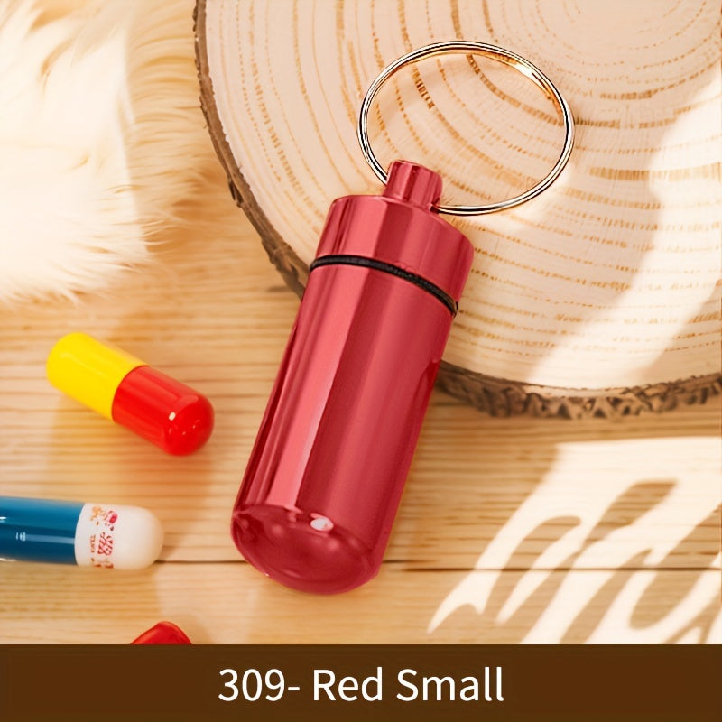 Portable Aluminum Pill Container Keychain Waterproof Small Travel Case