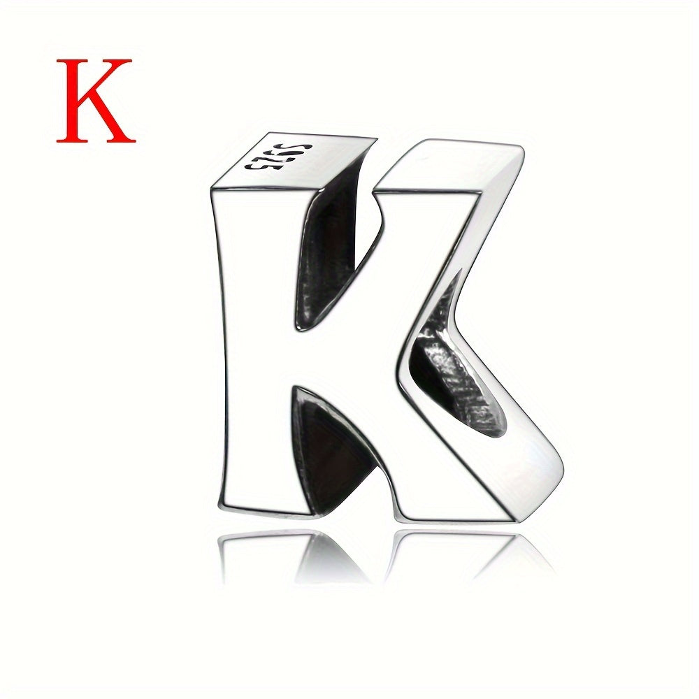 925 Sterling Silver Alphabet Letter Charms Beads for DIY Jewelry Making