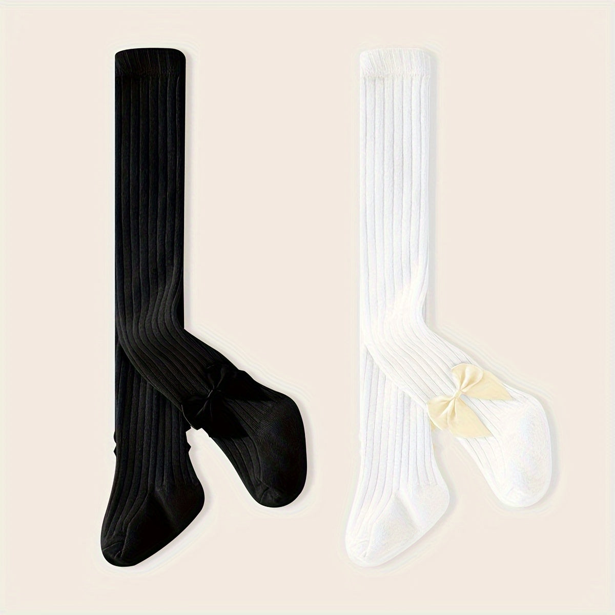 Set of 2 Girls Baby Leggings with Bow Design for Spring and Autumn Outdoor Wear