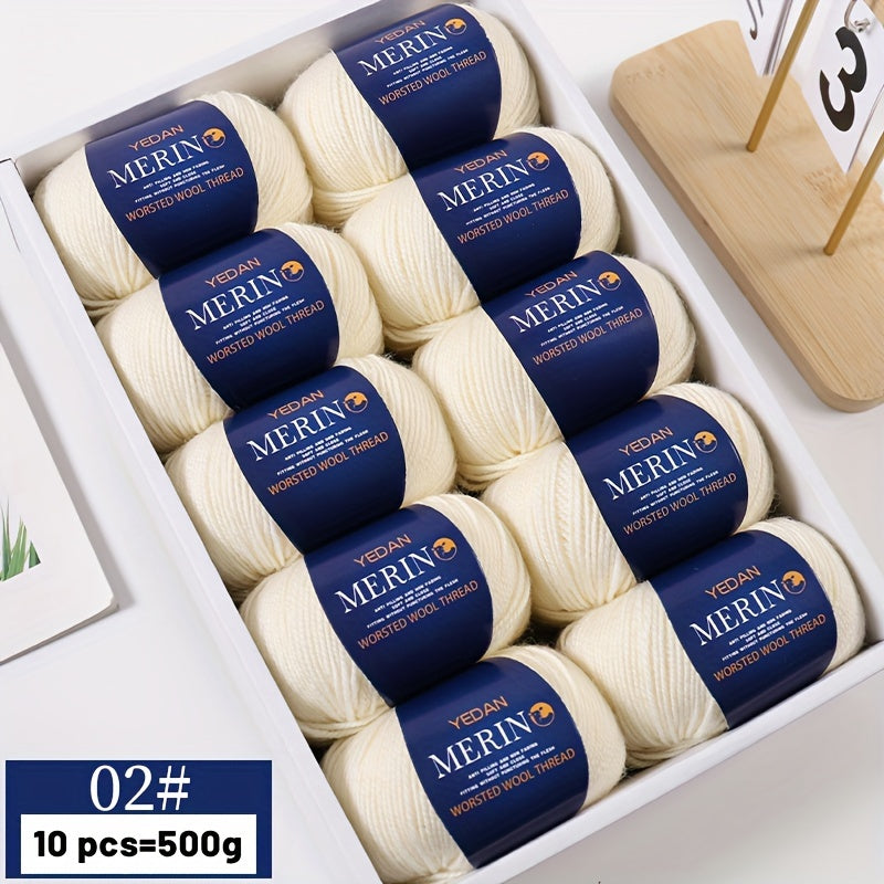 10 piezas de hilo de lana 500g multicolor en degradé, anti-pilling, suave para tejer accesorios de moda