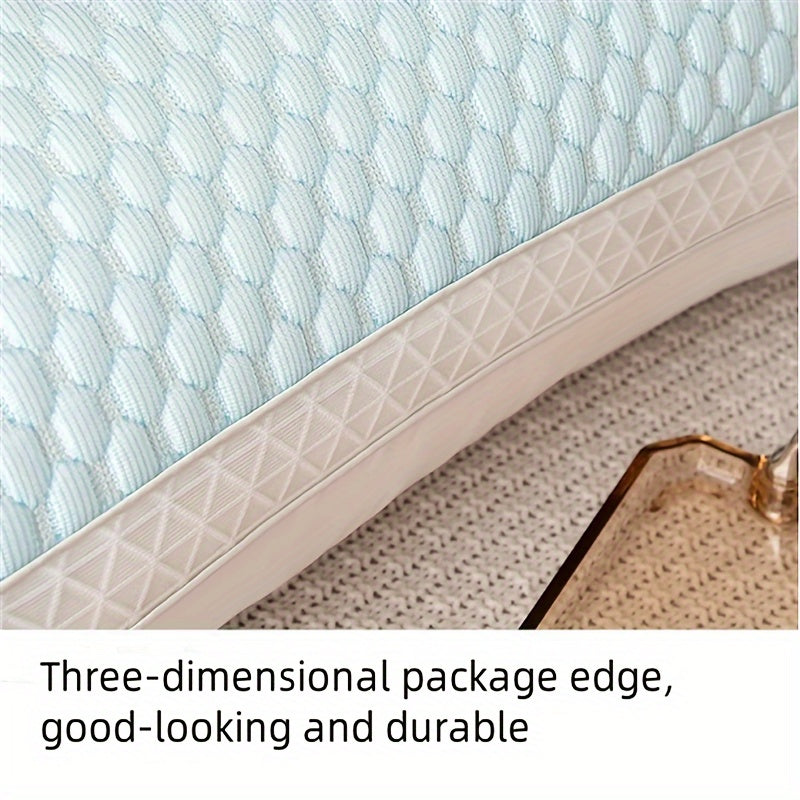 Голубая вязаная сатиновая подушка для шеи для охлаждающей поддержки, отводящая влагу, моющаяся в машине