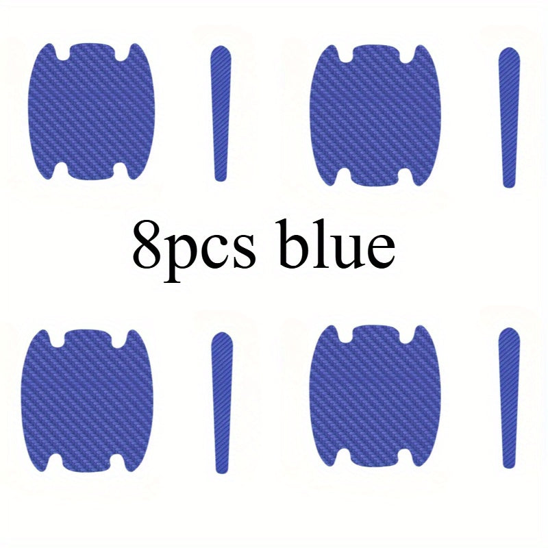 8 Pcs Carbon Fiber Car Door Handle Protectors Scratch Resistant Covers Universal Fit Black