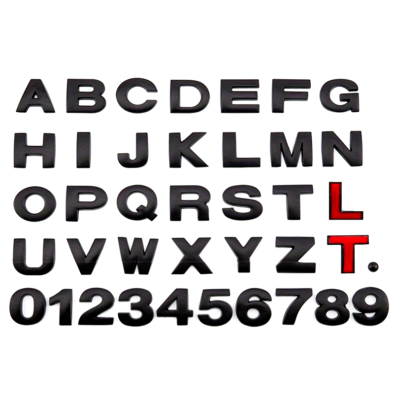 Metal Letter Stickers Zinc Alloy Car Decals Black Number Name Stickers