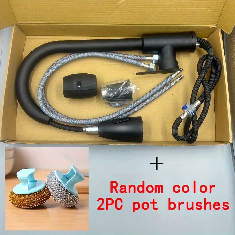 360° Rotating Kitchen Faucet with Hot Cold Water Sprayer Brushed Finish for RVs Campers and Travel Trailers