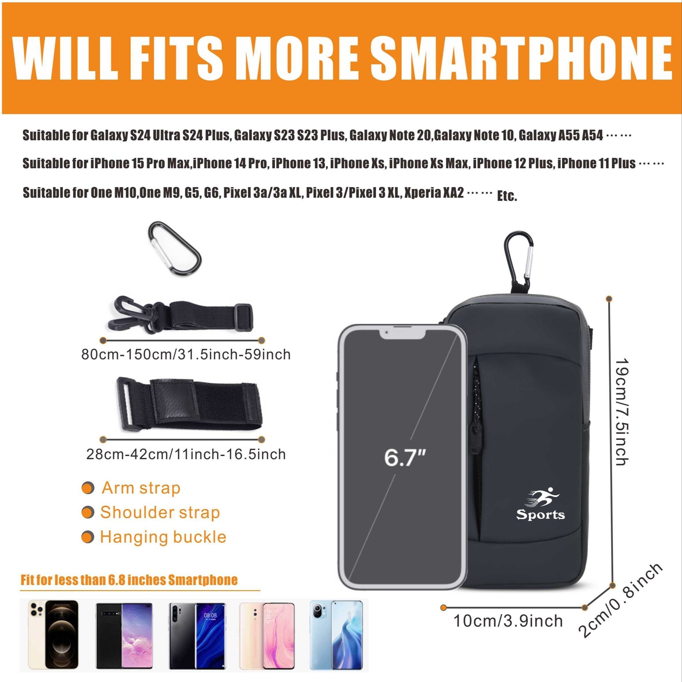 Running Arm Bag for Phones Up to 7 Inches, Waterproof Mini Crossbody Bag for Jogging