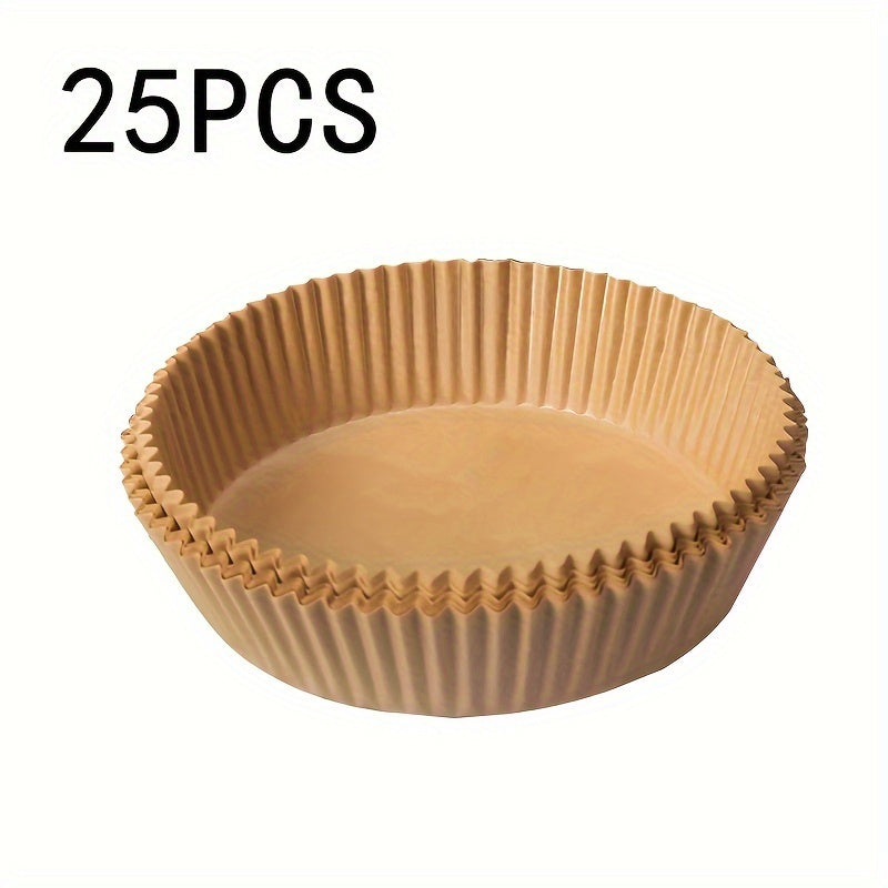 25/50 piezas de liners de papel desechables para freidora de aire, antiadherentes, resistentes al aceite, impermeables, papel de horno de 16cm